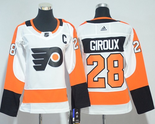 Adidas Philadelphia Flyers #28 Claude Giroux White Road Authentic Women Stitched NHL Jersey->women nhl jersey->Women Jersey